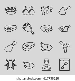Leg icons set. set of 16 leg outline icons such as beetle, chicken, beef, x ray, man with broken arm, meat