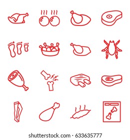 Leg icons set. set of 16 leg outline icons such as beetle, tights, chicken, beef, x ray, meat