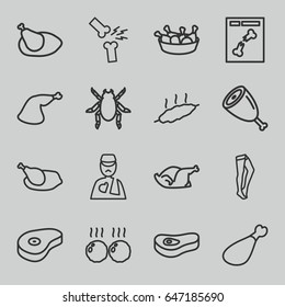Leg icons set. set of 16 leg outline icons such as beetle, tights, chicken, beef, x ray, man with broken arm