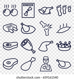Leg icons set. set of 16 leg outline icons such as chicken, beef, x ray, man with broken arm, meat