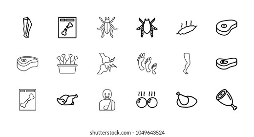 Leg icons. set of 18 editable outline leg icons: beetle, tights, chicken, beef, x ray, meat, family footprint