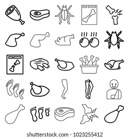 Leg icons. set of 25 editable outline leg icons such as beetle, tights, family footprint, chicken, x ray, meat, beef