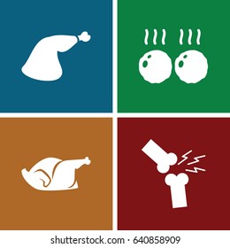 Leg icons set. set of 4 leg filled icons such as chicken