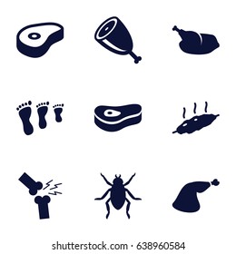 Leg icons set. set of 9 leg filled icons such as beetle, beef, chicken, meat