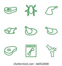Leg icons set. set of 9 leg outline icons such as beetle, chicken, beef, x ray