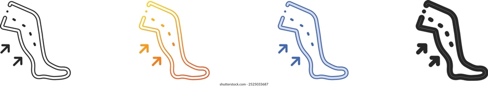 leg icon.Thin Linear, Gradient, Blue Stroke and bold Style Design Isolated On White Background