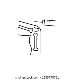 Leg injection broken icon. Simple line, outline vector of human skeleton icons for ui and ux, website or mobile application on white background
