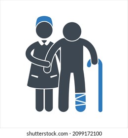 leg injured icon. Vector and glyph