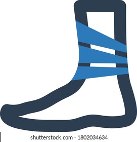 Leg injury icon on white background.
