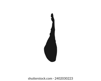 Pierna de jamón en un ícono de doodle. Símbolo dibujado a mano. Ilustración vectorial del símbolo de la carne. icono de jamón de estilo negro aislado en fondo blanco. Ilustración vectorial para material web de símbolos.