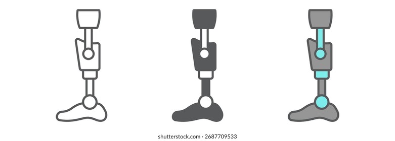 Leg knee prosthesis line icon, orthopedic and medical, prosthetic leg sign, vector graphics, a linear pattern on a white background, eps 10.