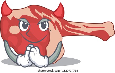 Leg of lamb clothed as devil cartoon character design concept
