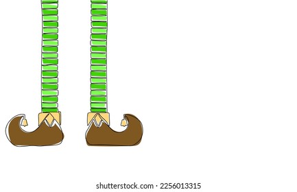Leg of leprechaun. Line art illustration with color. Outline, one continuous vector illustration. St. Patrick's Day. 17 March. Good luck.