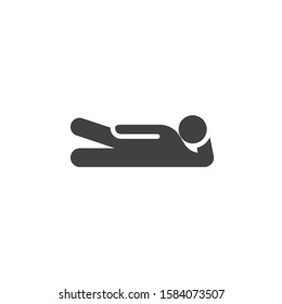 Leg lifts pilates position vector icon. filled flat sign for mobile concept and web design. Man doing Leg Raise Exercise glyph icon. Symbol, logo illustration. Vector graphics