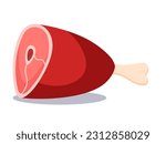 Leg with meat and bone vector illustration. Cartoon isolated pork, lamb or beef simple piece of thigh for barbecue grill, leg for cooking delicious baked and fried protein meal for dinner and lunch