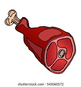 Leg of meat. Vector illustration of a ham. Meat on the bone.