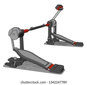 It is leg operated musical instrument called double bass drum pedal It is modern equipment for playing music vector color drawing or illustration