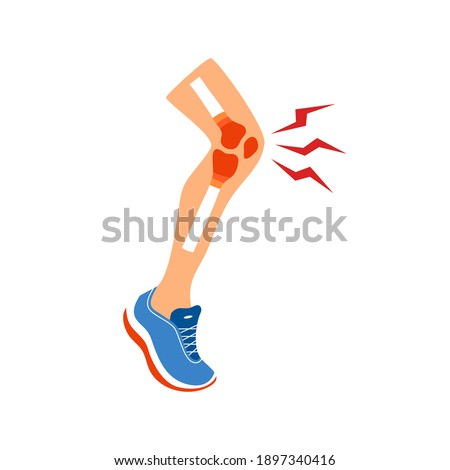 Leg pain concept vector illustration on white background. Sport man feel hurt in leg. Bone problem.