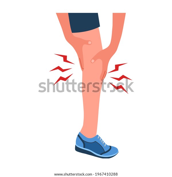 Leg pain concept vector illustration on white background. Sport man