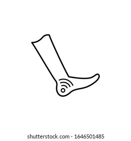 Icono de la articulación del dolor de la pierna. Línea simple, contorno elementos vectoriales de iconos de traumatología para ui y ux, sitio web o aplicación móvil
