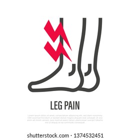 Leg pain thin line icon. Tired legs. Vector illustration.