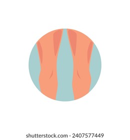 Icono de cirugía plástica de pierna ilustración vectorial plana aislada en fondo blanco. Medicina y cirugía estética de las piernas, icono de procedimiento de liposucción o insignia.