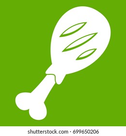 Leg of pork icon white isolated on green background. Vector illustration
