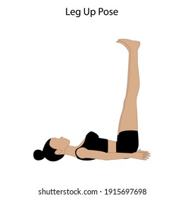 Leg Up Pose Yoga workout on the white background. Vector illustration