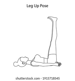 Leg Up Pose Yoga workout outline on the white background. Vector illustration