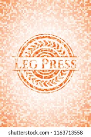 Leg Press abstract emblem, orange mosaic background