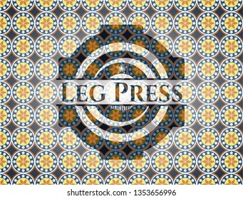 Leg Press arabic badge background. Arabesque decoration.