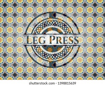 Leg Press Arabic Badge Background. Arabesque Decoration.