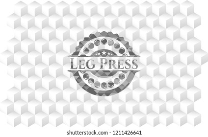 Leg Press grey emblem. Vintage with geometric cube white background