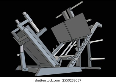 Leg press machine illustration. Fitness, cardio, and muscle building machines, equipments set at gym. Workout and training concept
