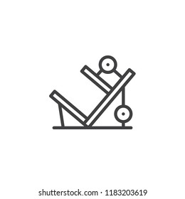 Leg press machine outline icon. linear style sign for mobile concept and web design. training apparatus simple line vector icon. Symbol, logo illustration. Pixel perfect vector graphics
