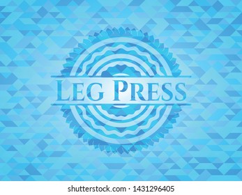 Leg Press realistic light blue mosaic emblem