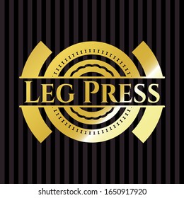 Leg Press shiny emblem. Vector Illustration. Detailed.