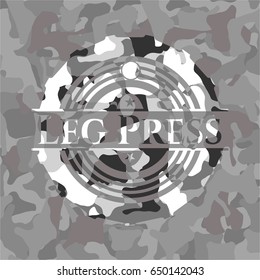 Leg Press written on a grey camouflage texture