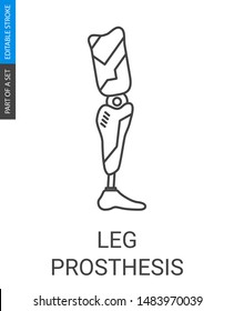 Leg Prosthesis Icon with Flat Outline Style