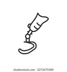 Leg-Prothese, lineares Symbol. Linie mit bearbeitbarem Hub