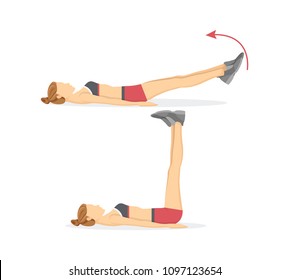 Woman Doing Lying Leg Raises Lifts Stock Vector (Royalty Free) 2089937605  Shutterstock, Prone Leg Raise