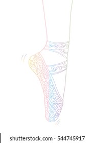 Leg and shoes of a young ballerina illustration, hand drawing