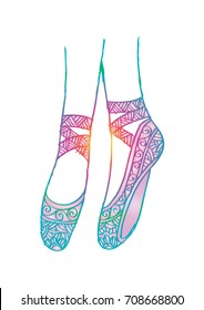 Leg and shoes of a young ballerina illustration, hand drawing