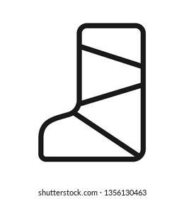 Leg splint icon. Stroke outline style. Vector. Isolate on white background.