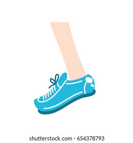 leg with sport sneaker to practice exercise