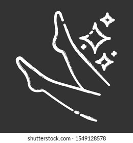 Leg waxing process chalk icon. Shin hair removal procedure final step. Depilation with natural soft wax. Professional beauty treatment. Healthy and silky skin. Isolated vector chalkboard illustration