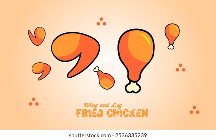 Perna e asa frango frito vetor ilustração