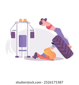 Bein-Workout-Illustration im flachen Stil