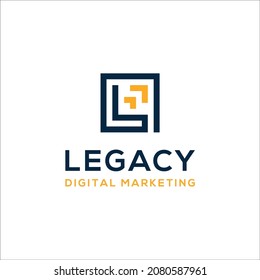 Legacy Digital Marketing Logo Design. Letter L. Square. Digital. Technology.