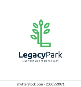 Legacy Park Logo Design. Plant. Garden. Park. Leaf. Nature. Letter L. Office. Business.